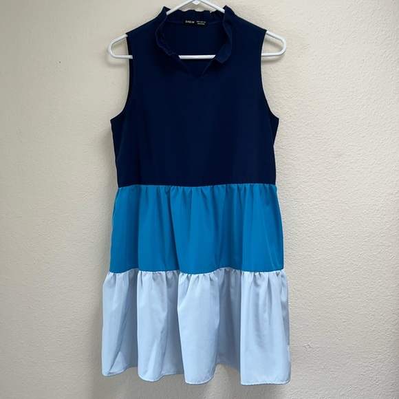 Shein Blue Colorblock Striped Panel Sleeveless Flowy Ruffle Dress, Size Medium - Picture 1 of 11